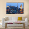 Edinburgh Castle with Cityscape from Calton Hill at dusk Scotland UK Multi Panel Canvas Wall Art