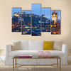 Edinburgh Castle with Cityscape from Calton Hill at dusk Scotland UK Multi Panel Canvas Wall Art