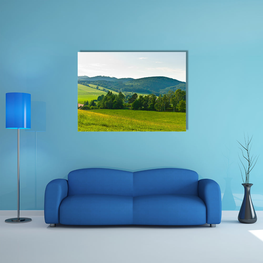 Landscape with woods and meadows multi panel canvas wall art