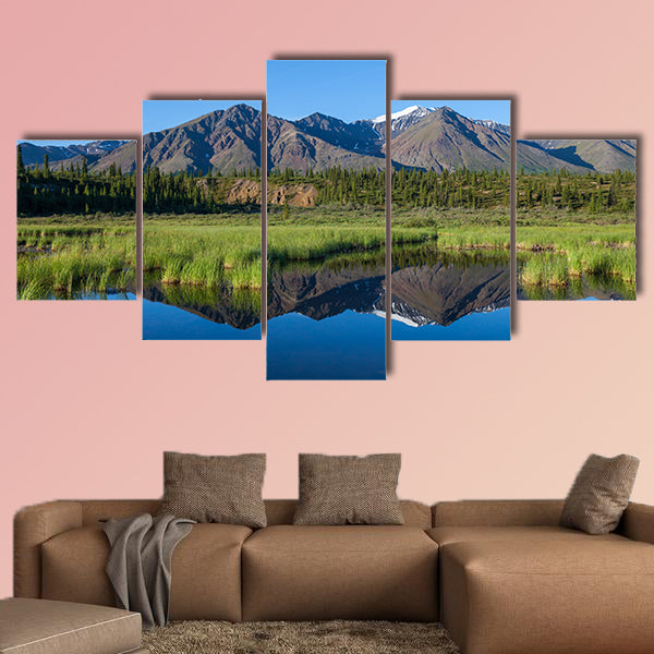 McKinley reflection in lake on Alaska multi panel canvas wall art