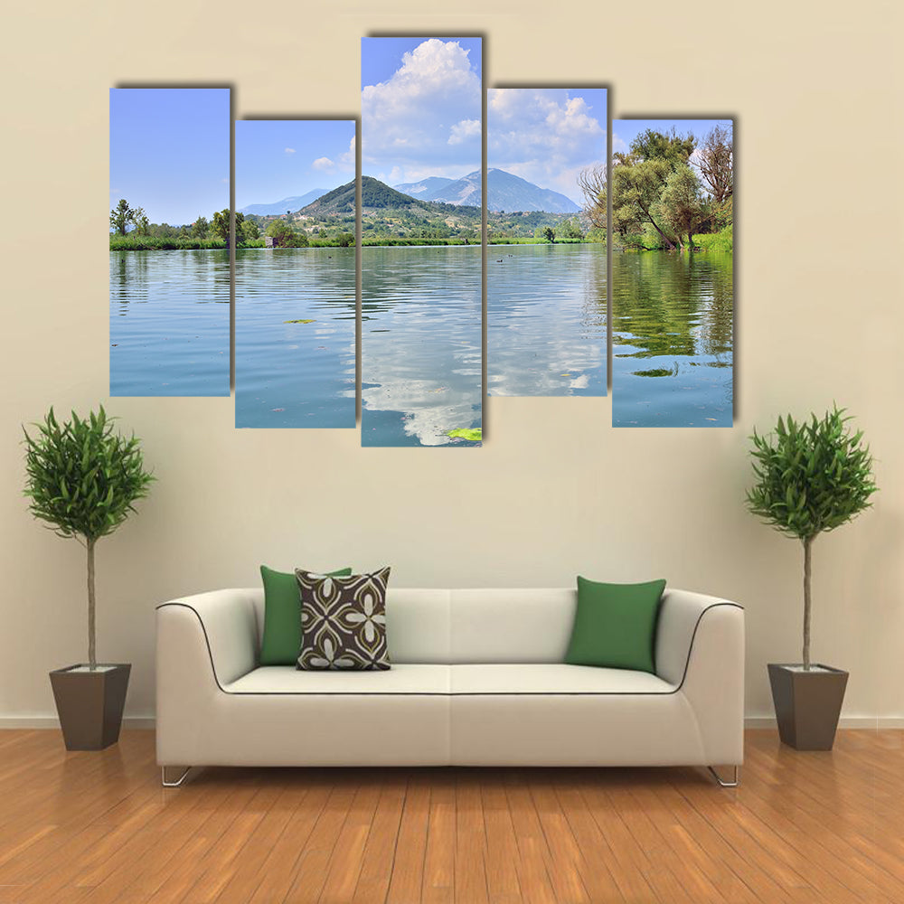 Lake of Posta Fibreno, Frosinone multi panel canvas wall art