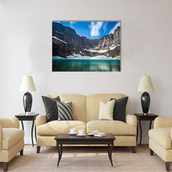 Long exposure shot of iceberg lake multi panel canvas wall art
