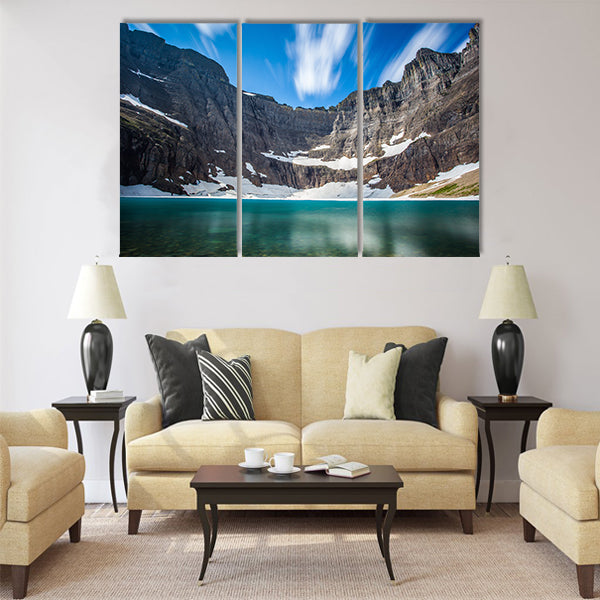 Long exposure shot of iceberg lake multi panel canvas wall art
