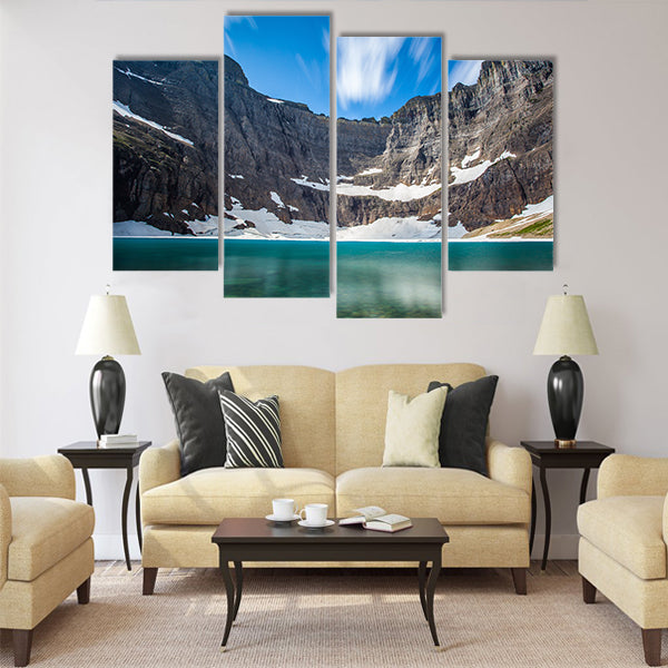 Long exposure shot of iceberg lake multi panel canvas wall art