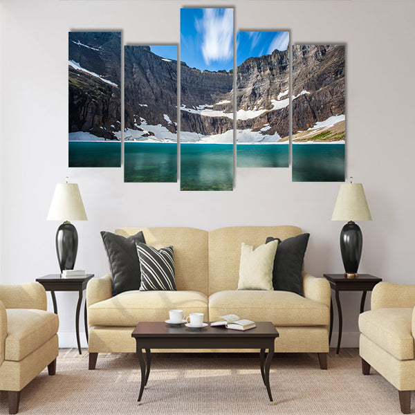 Long exposure shot of iceberg lake multi panel canvas wall art