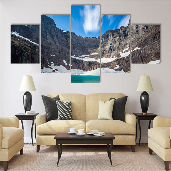 Long exposure shot of iceberg lake multi panel canvas wall art