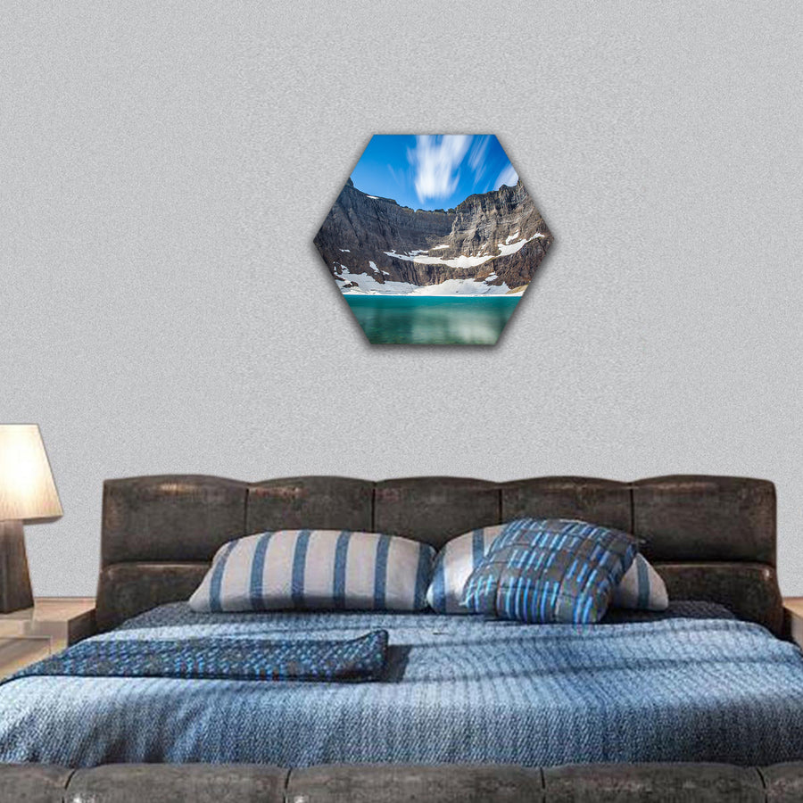 Iceberg lake, Glacier national park, montana hexagonal canvas wall art