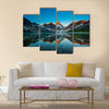 Reflection of mount Assiniboine on Magog lake Multi panel canvas wall art