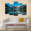 Reflection of mount Assiniboine on Magog lake Multi panel canvas wall art