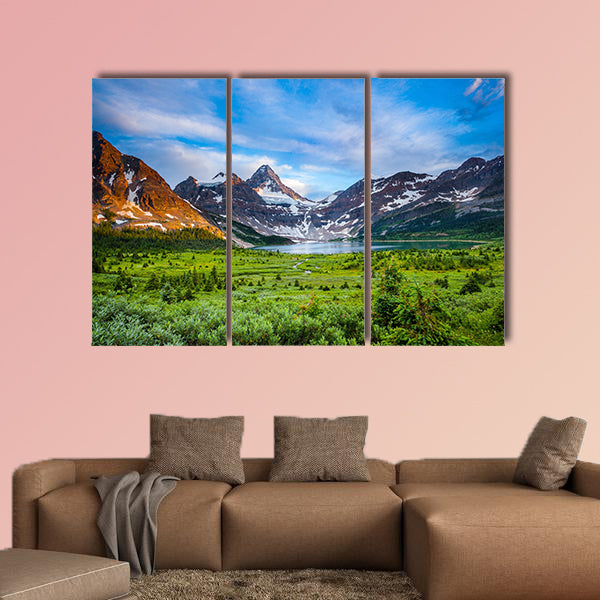 Grand view of Mount Assiniboine and Magig Lake, Alberta, Canada Multi panel canvas wall art