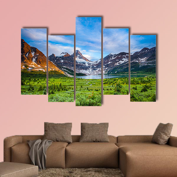 Grand view of Mount Assiniboine and Magig Lake, Alberta, Canada Multi panel canvas wall art