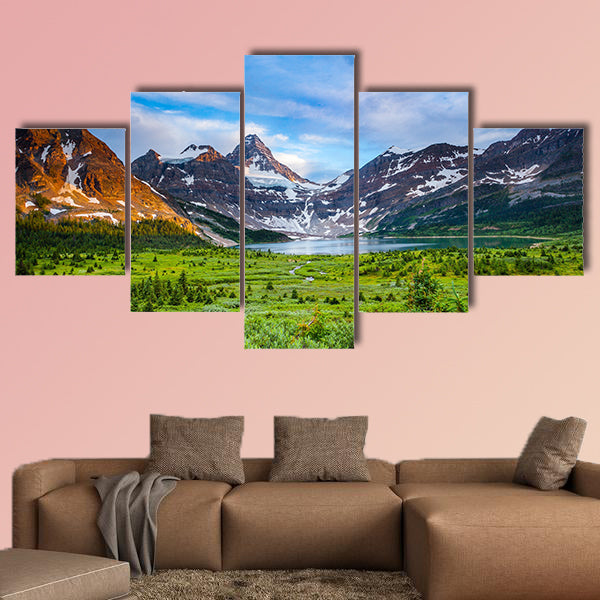 Grand view of Mount Assiniboine and Magig Lake, Alberta, Canada Multi panel canvas wall art