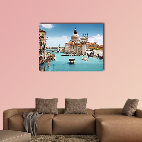 Grand Canal and Basilica Santa Maria Della Salute, Venice, Italy multi panel canvas wall art