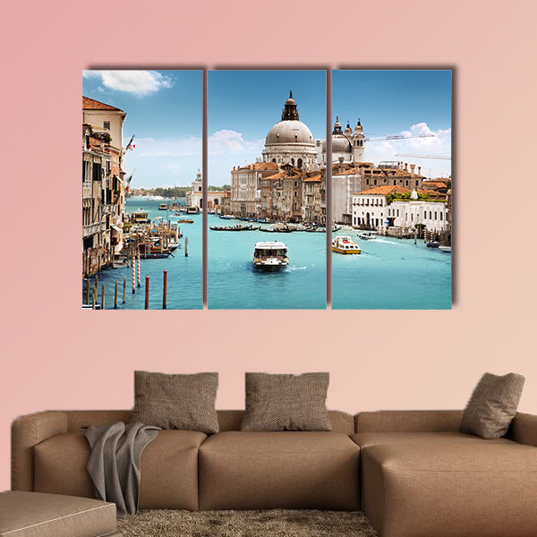 Grand Canal and Basilica Santa Maria Della Salute, Venice, Italy multi panel canvas wall art