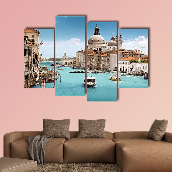 Grand Canal and Basilica Santa Maria Della Salute, Venice, Italy multi panel canvas wall art