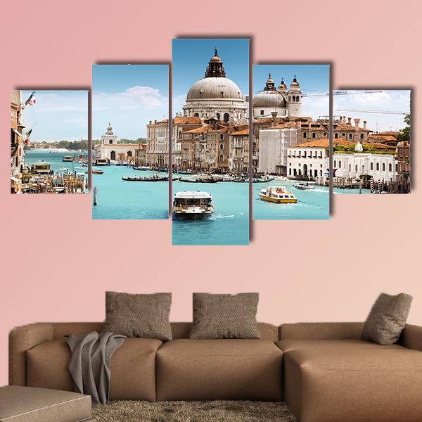 Grand Canal and Basilica Santa Maria Della Salute, Venice, Italy multi panel canvas wall art
