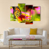 Very colorful image displaying a Monarch butterfly Multi Panel Canvas Wall Art