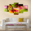 Very colorful image displaying a Monarch butterfly Multi Panel Canvas Wall Art