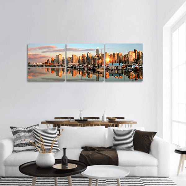 Vancouver skyline panorama at sunset panoramic canvas wall art