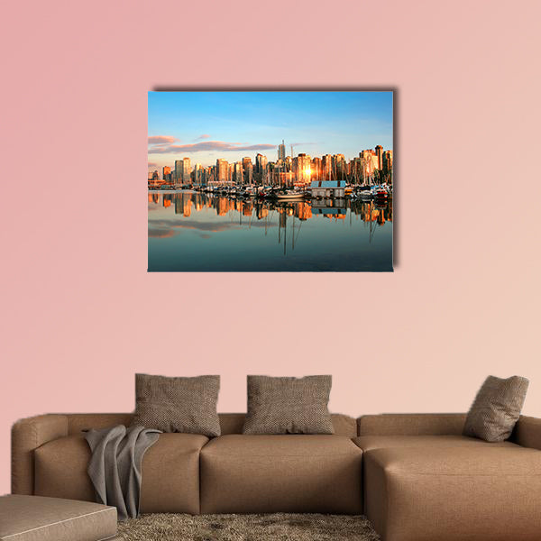 Vancouver skyline panorama at sunset Multi panel canvas wall art