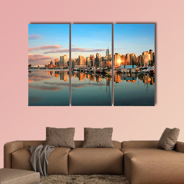 Vancouver skyline panorama at sunset Multi panel canvas wall art
