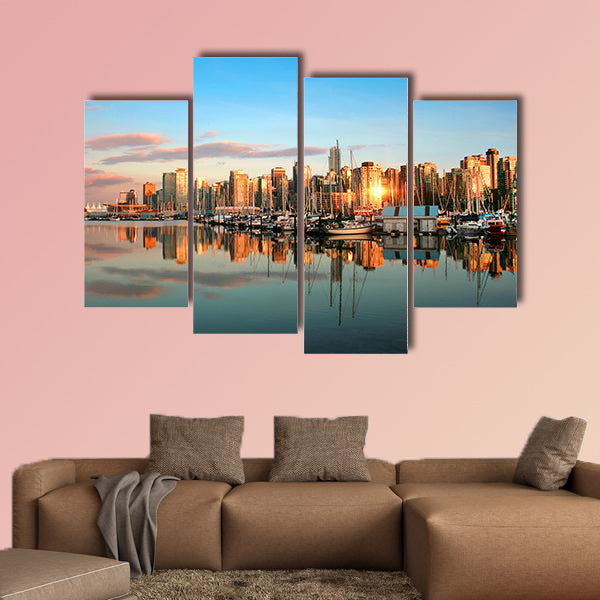 Vancouver skyline panorama at sunset Multi panel canvas wall art