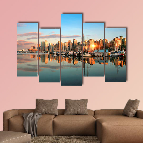 Vancouver skyline panorama at sunset Multi panel canvas wall art