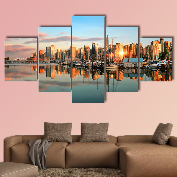 Vancouver skyline panorama at sunset Multi panel canvas wall art