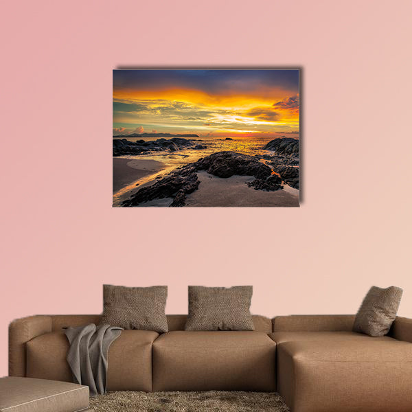 Colorful sunset over the sea multi panel canvas wall art
