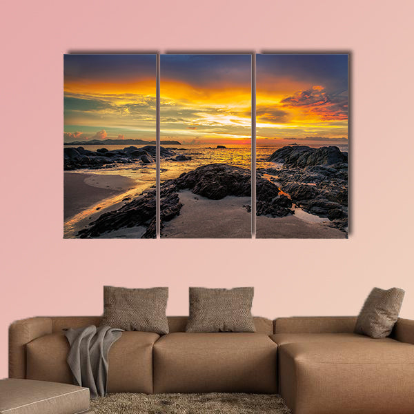 Colorful sunset over the sea multi panel canvas wall art