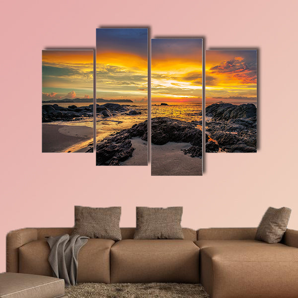 Colorful sunset over the sea multi panel canvas wall art
