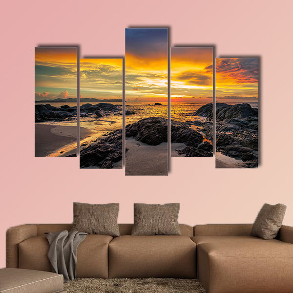 Colorful sunset over the sea multi panel canvas wall art