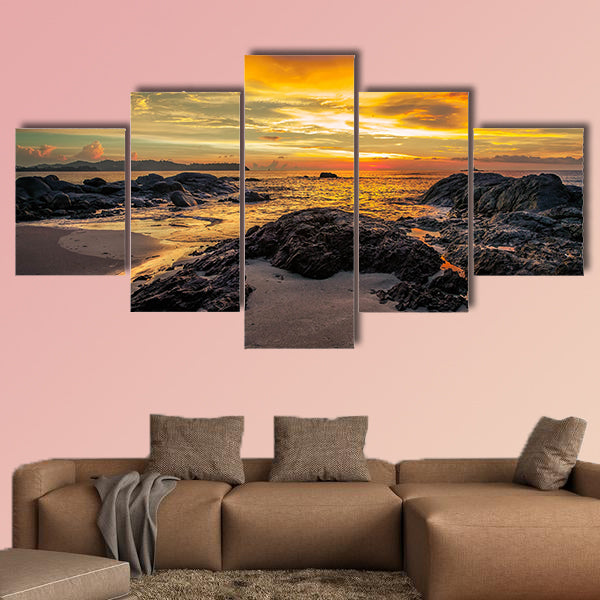 Colorful sunset over the sea multi panel canvas wall art