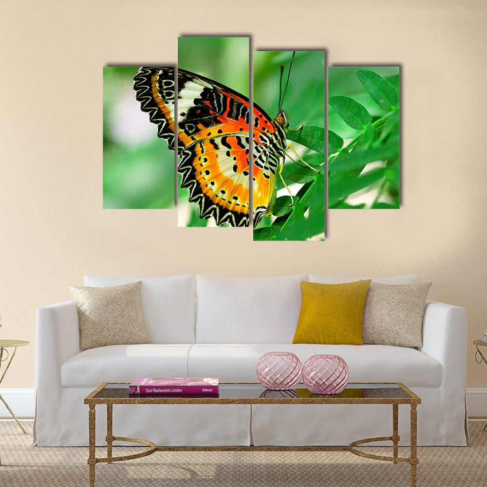Beautiful butterfly with green background Multi Panel Canvas Wall Art