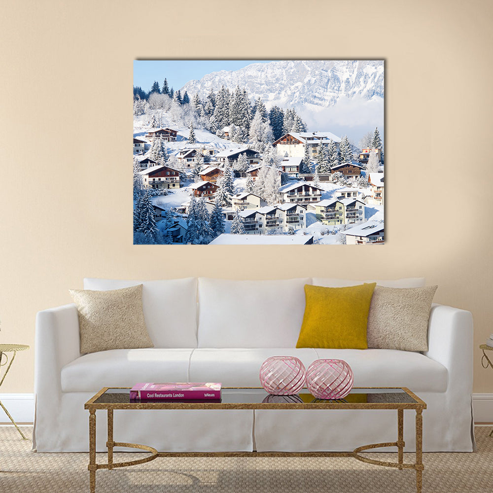 Winter in the swiss alps multi panel canvas wall art