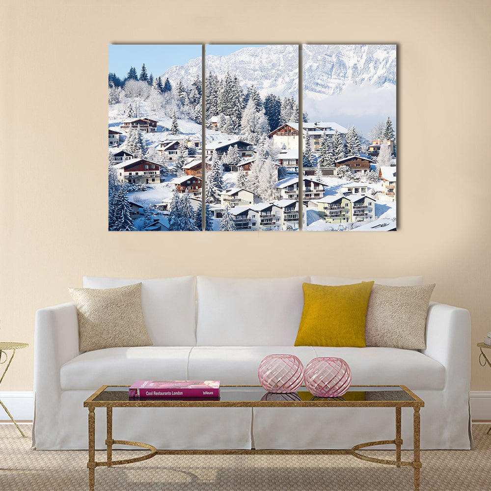 Winter in the swiss alps multi panel canvas wall art