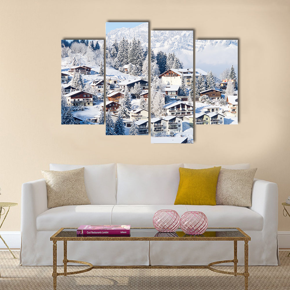 Winter in the swiss alps multi panel canvas wall art