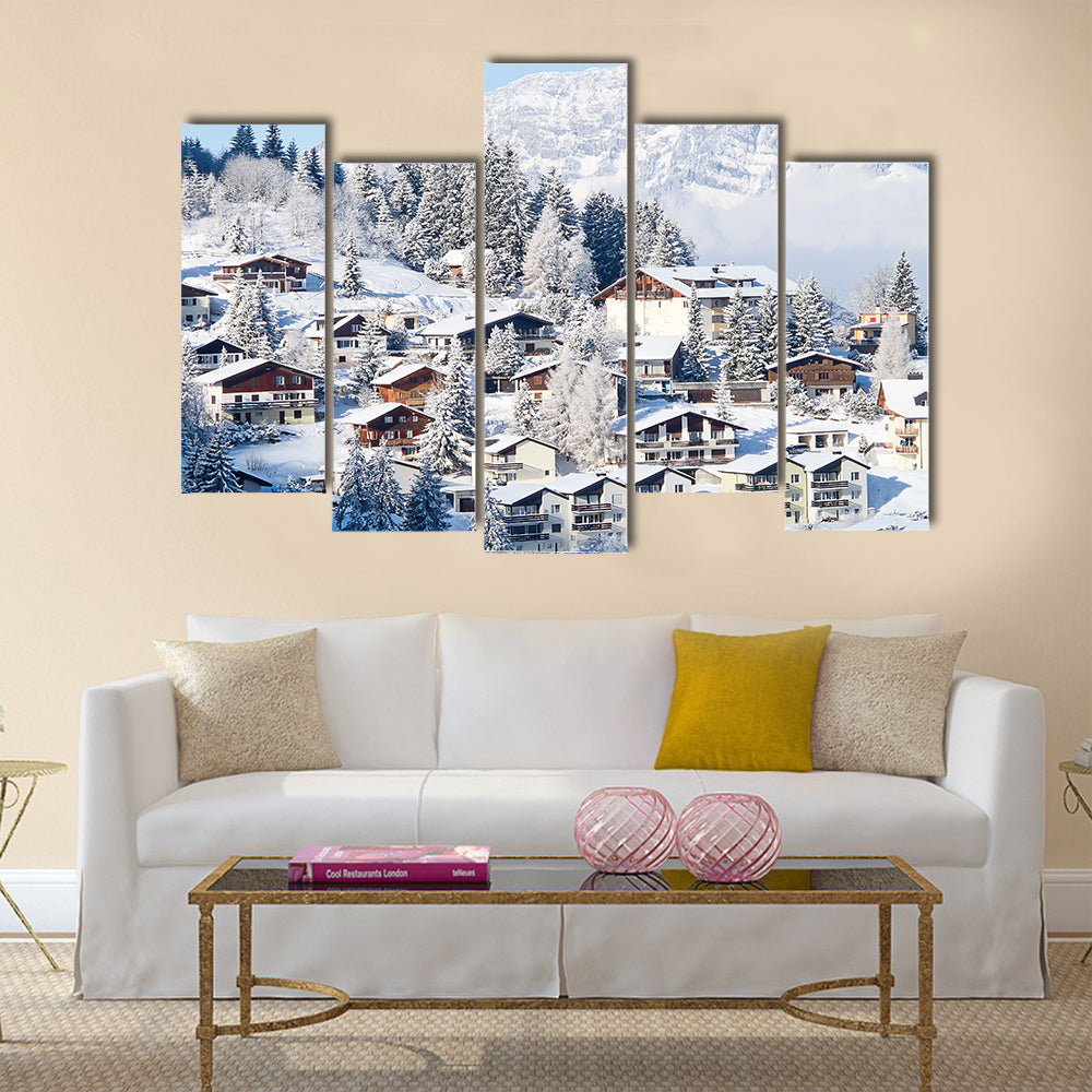 Winter in the swiss alps multi panel canvas wall art