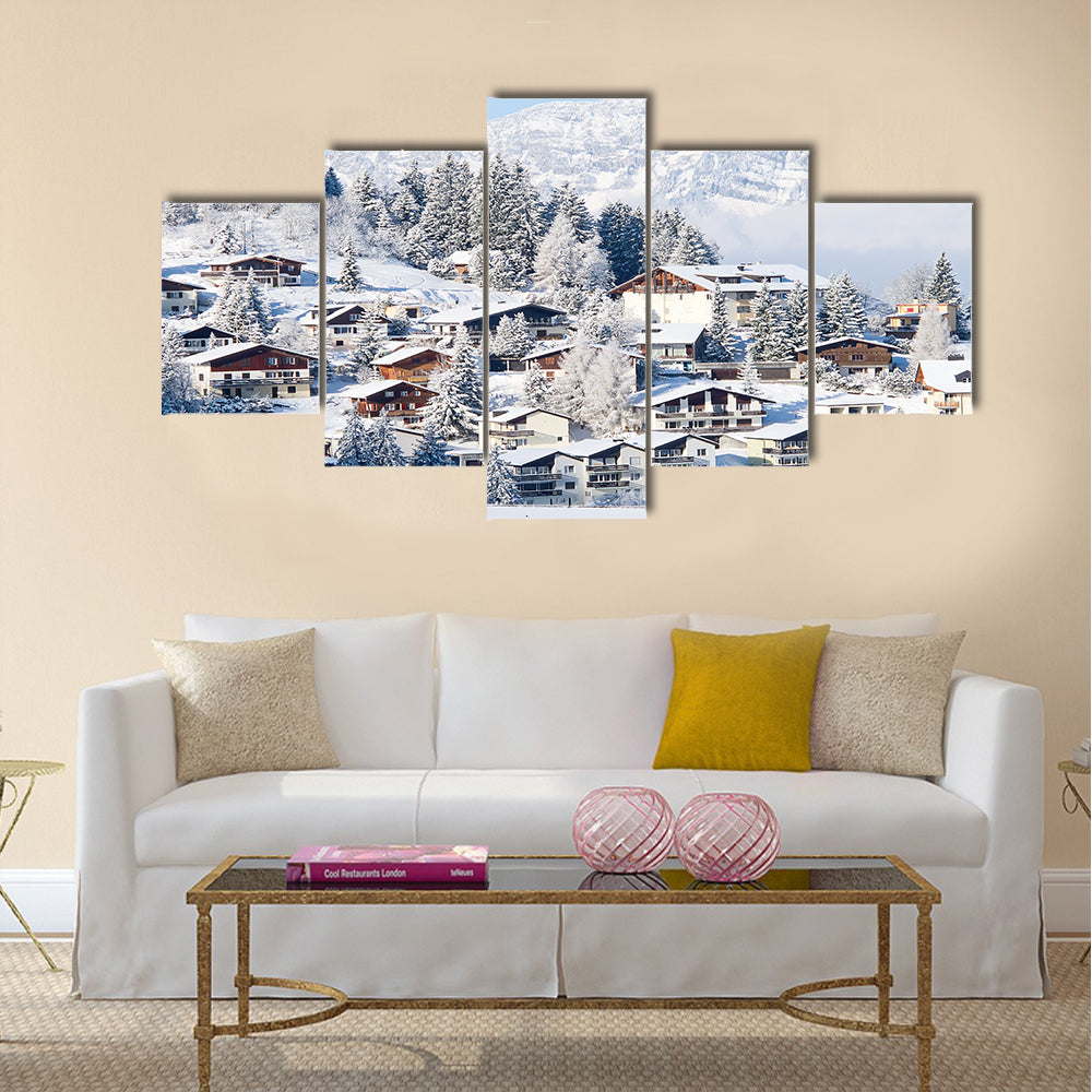 Winter in the swiss alps multi panel canvas wall art