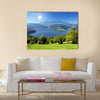 Fresh autumn landscape with Carpathian mountain and lake, Romania Multi panel canvas wall art