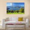 Fresh autumn landscape with Carpathian mountain and lake, Romania Multi panel canvas wall art