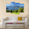 Fresh autumn landscape with Carpathian mountain and lake, Romania Multi panel canvas wall art