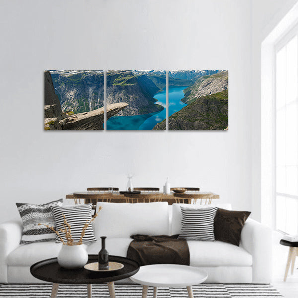 Trolltunga, Troll's tongue rock lake Ringedalsvatnet, Norway panoramic canvas wall art