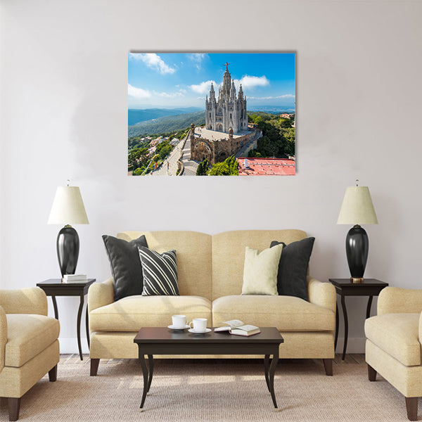 Bird view on Tibidabo church Multi panel canvas wall art