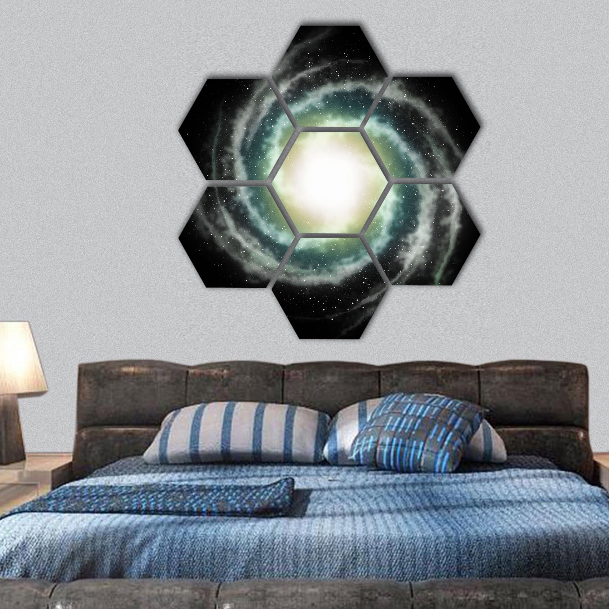 nebula sky hexagonal canvas wall art