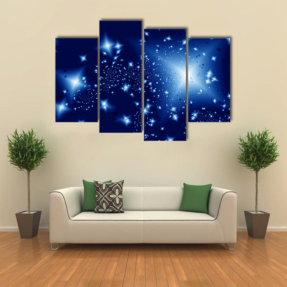 Beautiful View Of Starlight Night Illustration Multi Panel Canvas Wall Art
