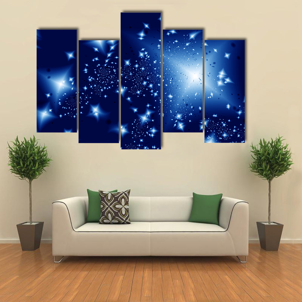 Beautiful View Of Starlight Night Illustration Multi Panel Canvas Wall Art