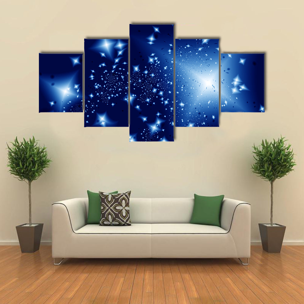 Beautiful View Of Starlight Night Illustration Multi Panel Canvas Wall Art