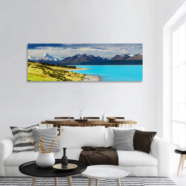 Mount Cook and Pukaki lake, New Zealand panoramic canvas wall art