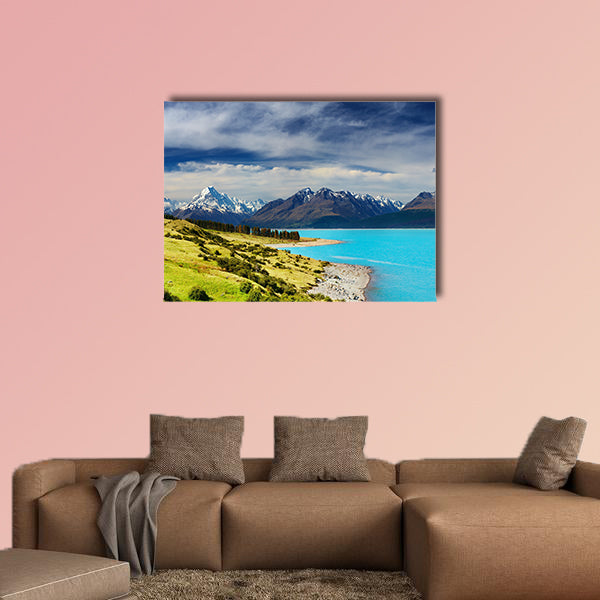 Mount Cook and Pukaki lake, New Zealand Multi panel canvas wall art